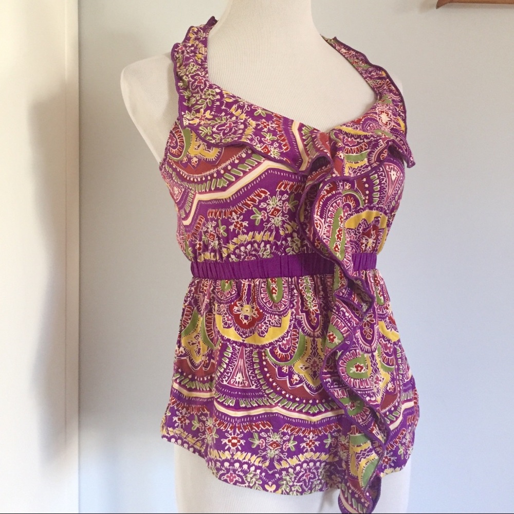 Purple Paisley Soft Cotton Halter Top